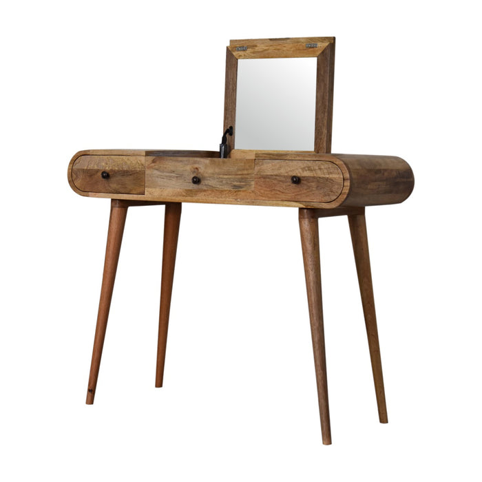 Solid Wood Dressing Table with Foldable Mirror