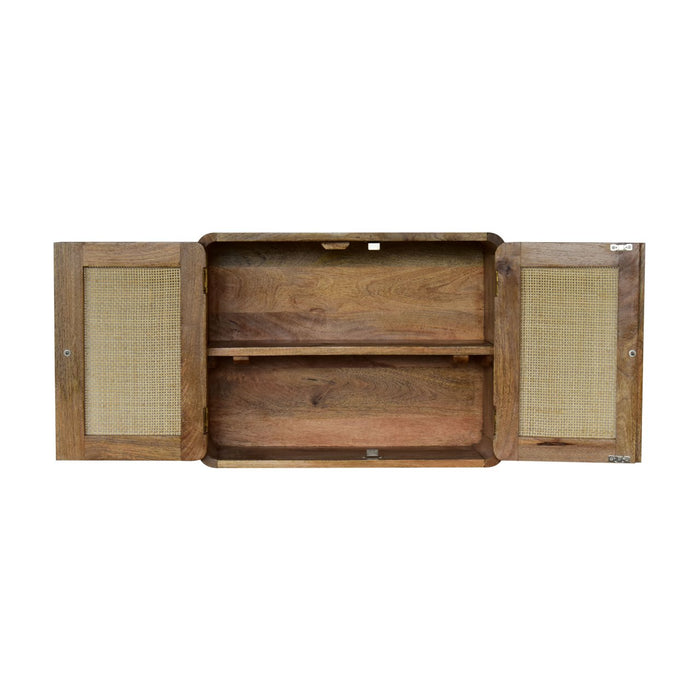 Grey Washed Wall Mounted Woven Cabinet