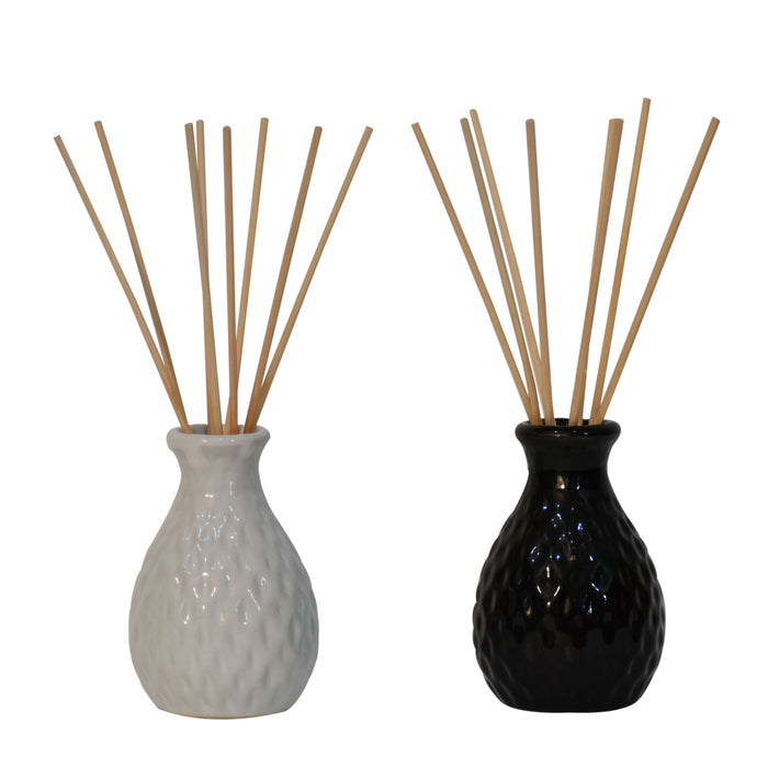 Black and White Vase Reed Diffuser Set of 2 (Lemon Grass & Ocean Breeze)