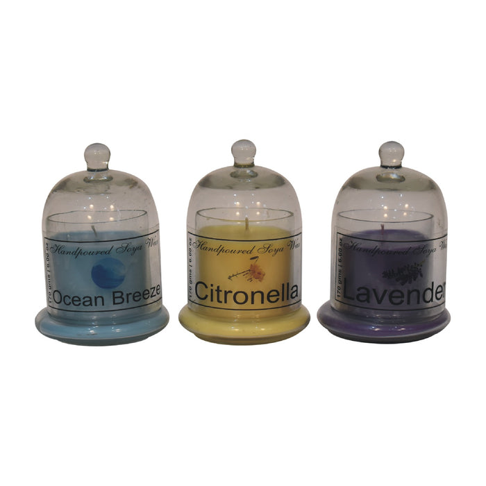 Bell Jar Candle Set of 3 (Ocean Breeze, Citronella, Lavender)