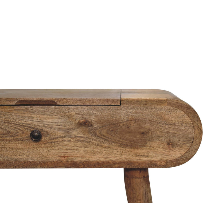 Mini Oak-ish Dressing Table With Foldable Mirror