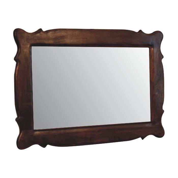 Chestnut Wooden Hand Carved Oblong Frame with Mirror
