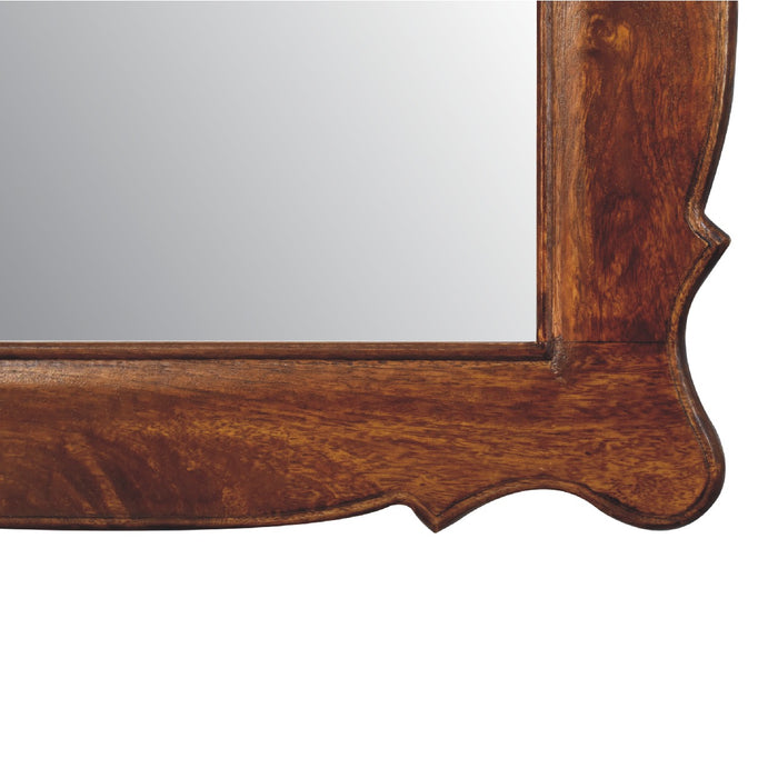 Chestnut Wooden Hand Carved Oblong Frame with Mirror