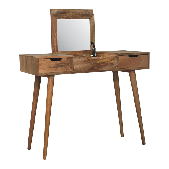 Oak-ish Dressing Table With Foldable Mirror