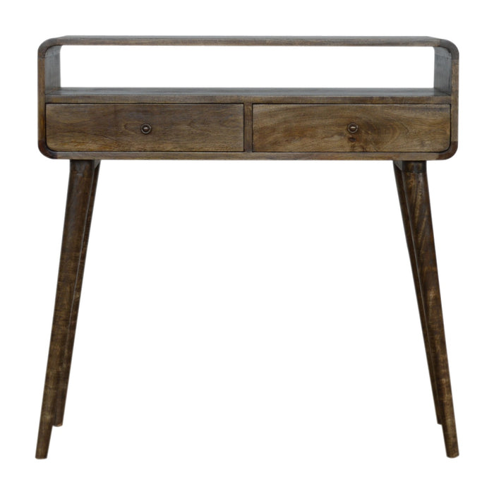 Curved Grey Washed Console Table