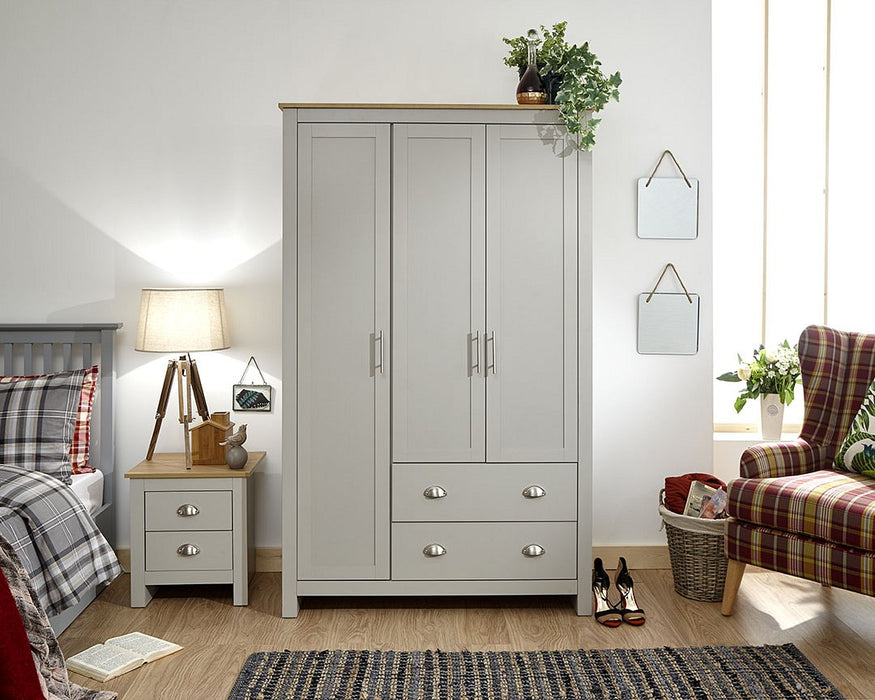 Lancaster 3 Door 2 Drawer Wardrobe - Available In 2 Colours