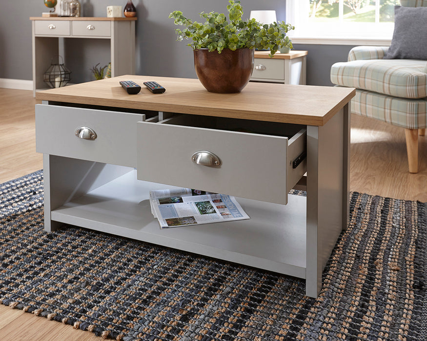 Lancaster 2 Drawer Coffee Table - Available In 2 Colours