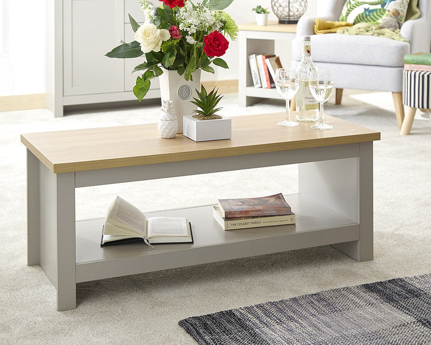 Lancaster Coffee Table With Shelf - Available In 2 Colours