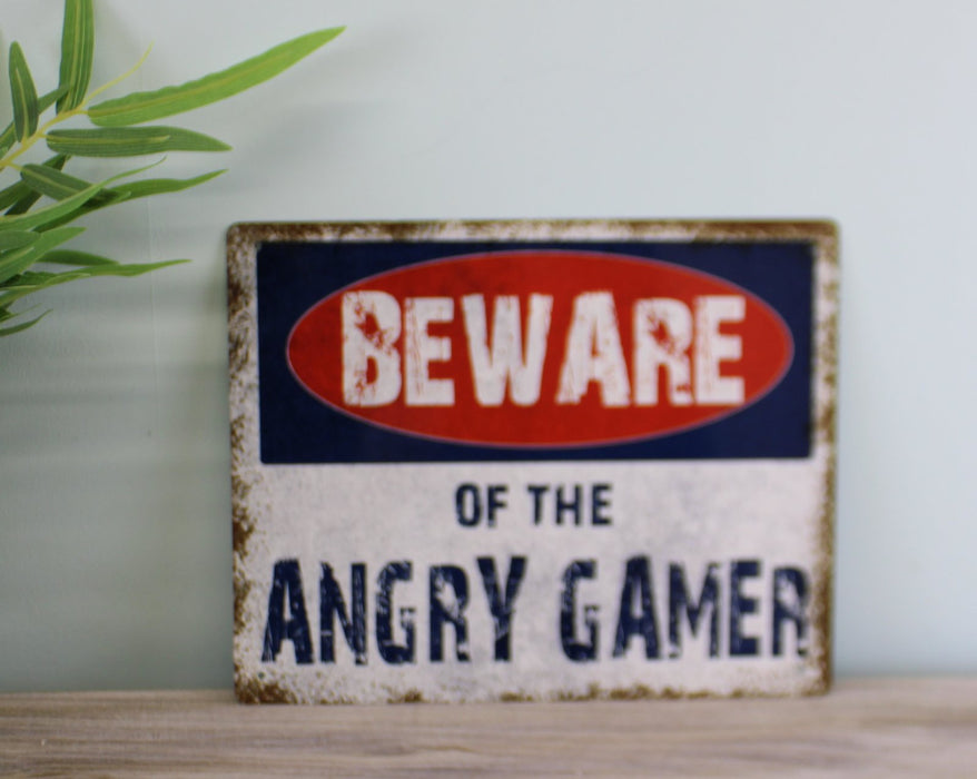 Vintage Metal Sign - Beware Of The Angry Gamer