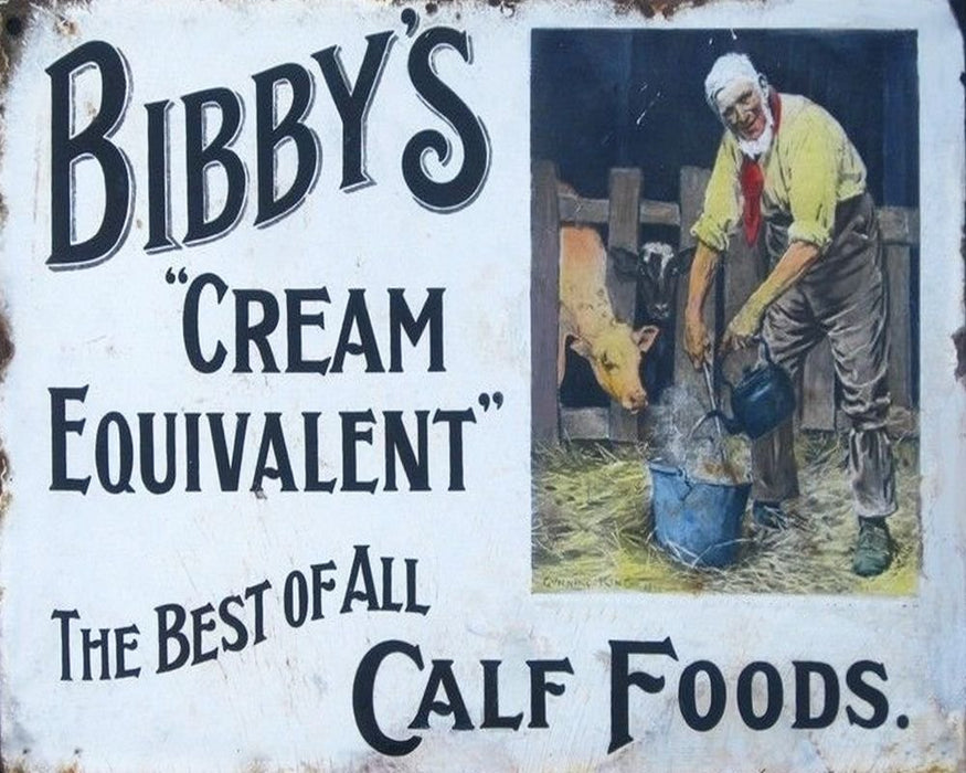 Vintage Metal Sign - Retro Advertising - Bibby's Calf Foods