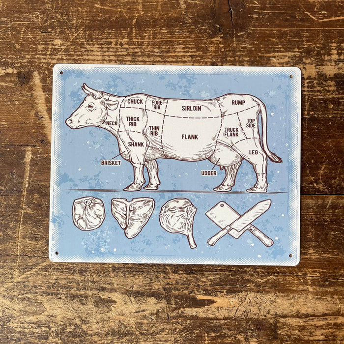 Vintage Metal Sign - Butchers Cuts of Beef Retro Sign