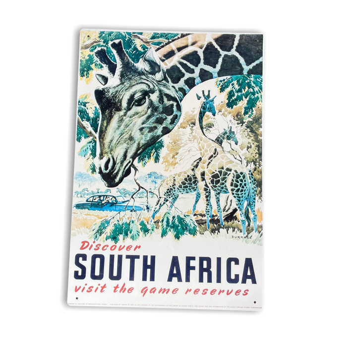 Vintage Metal Sign - Retro Travel Advertising, Visit South Africa