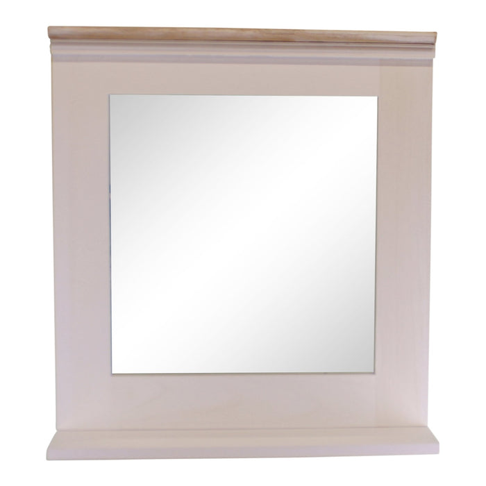 Whitewashed Wall Mirror With Vanity Shelf