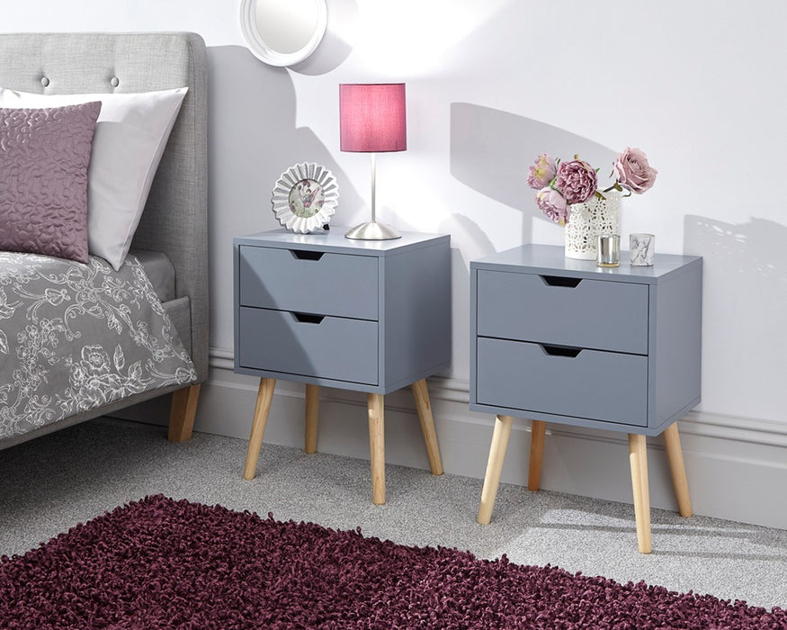 Nyborg Single 2 Drawer Bedside Table - Available In 2 Colours