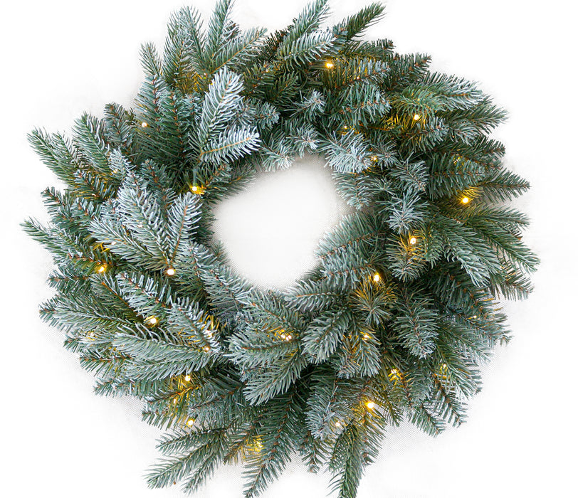 Frosted Mulberry 24" Wreath With 50 Warm White Lights
