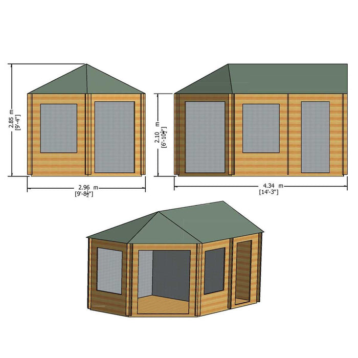 Shire Rowney Combination 28mm Log Cabin & Shed 10x14