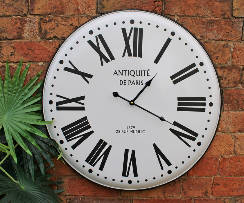 Vintage French Style White Metal Clock, 62cm