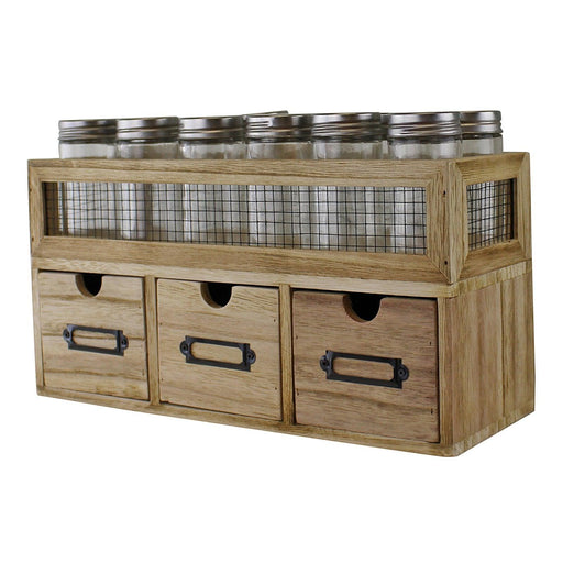 12 Jar Freestanding Spice Rack With Bottles & 3 Drawer Cabinet - Direct GB Home & Garden