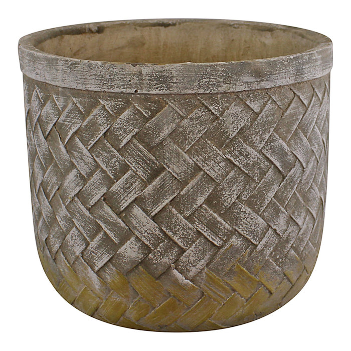 Weave Effect Cement Pot, Large, 23cm diameter