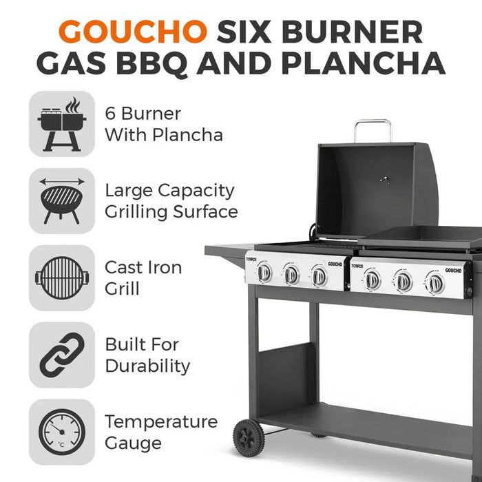 Tower Goucho 6 Burner BBQ & Plancha