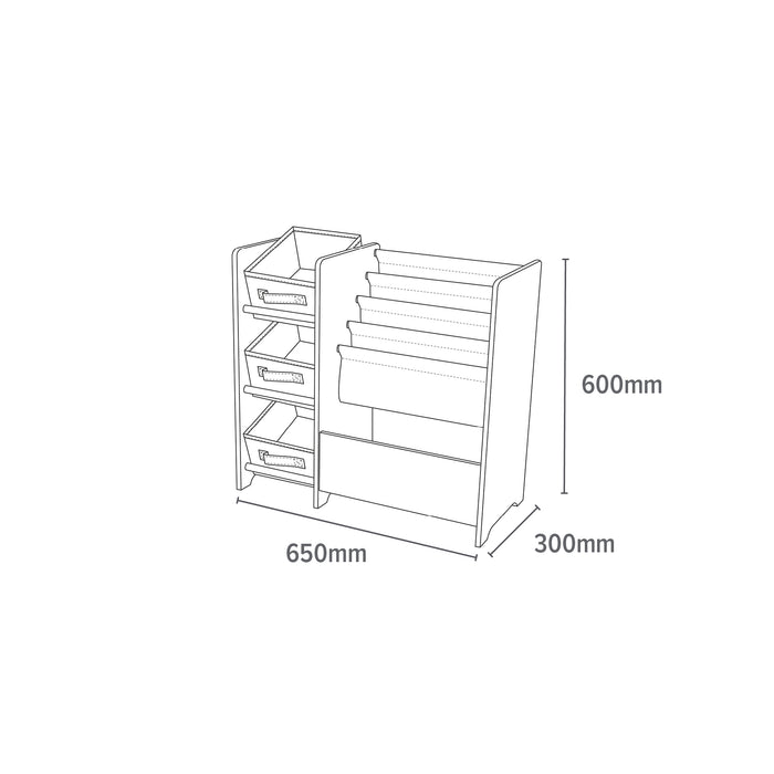 Safari Book Display Unit with Fabric Storage Boxes