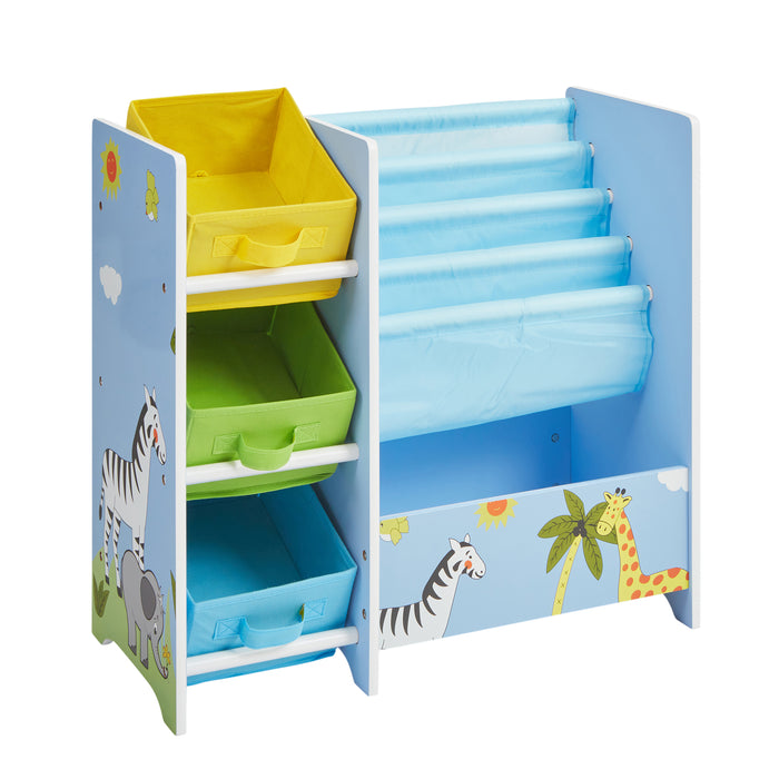 Safari Book Display Unit with Fabric Storage Boxes