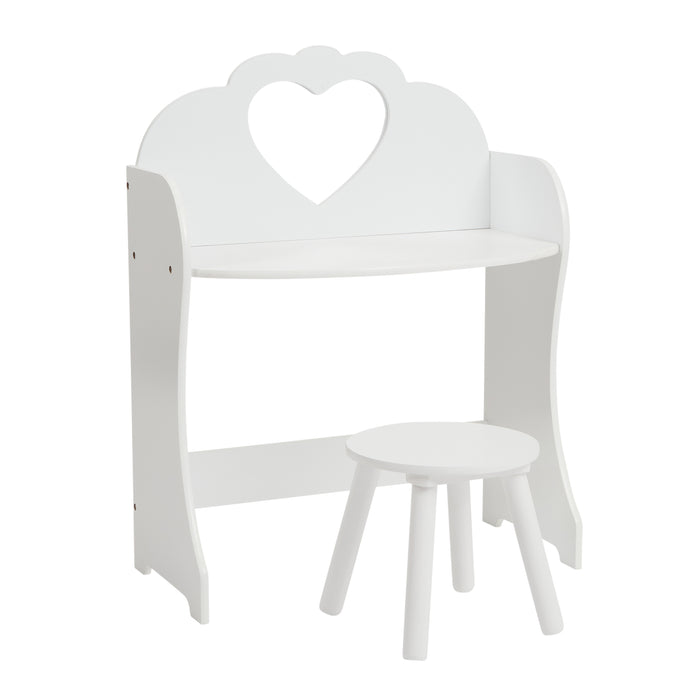 White Wooden Dressing Table and Stool