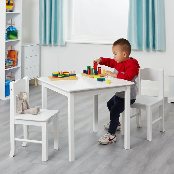 White Wooden Table and Chair Set