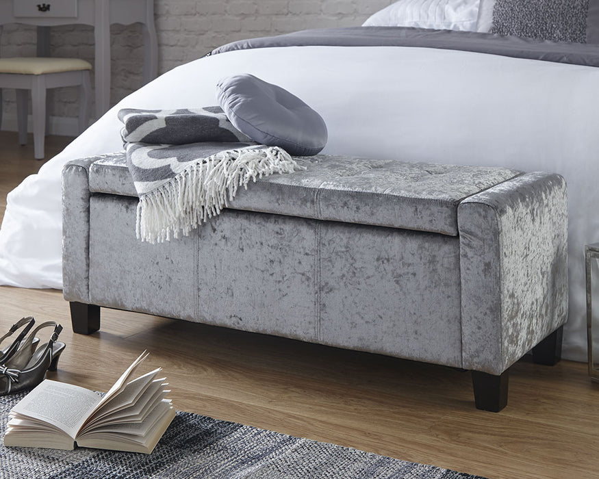 Verona Crushed Velvet Ottoman Bench - Available In 2 Colours