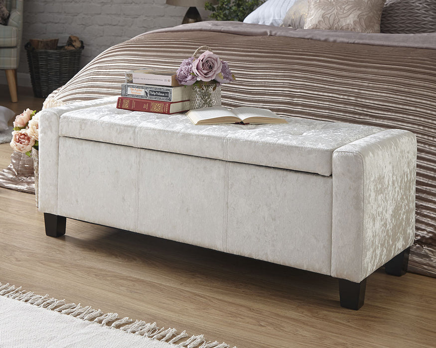 Verona Crushed Velvet Ottoman Bench - Available In 2 Colours
