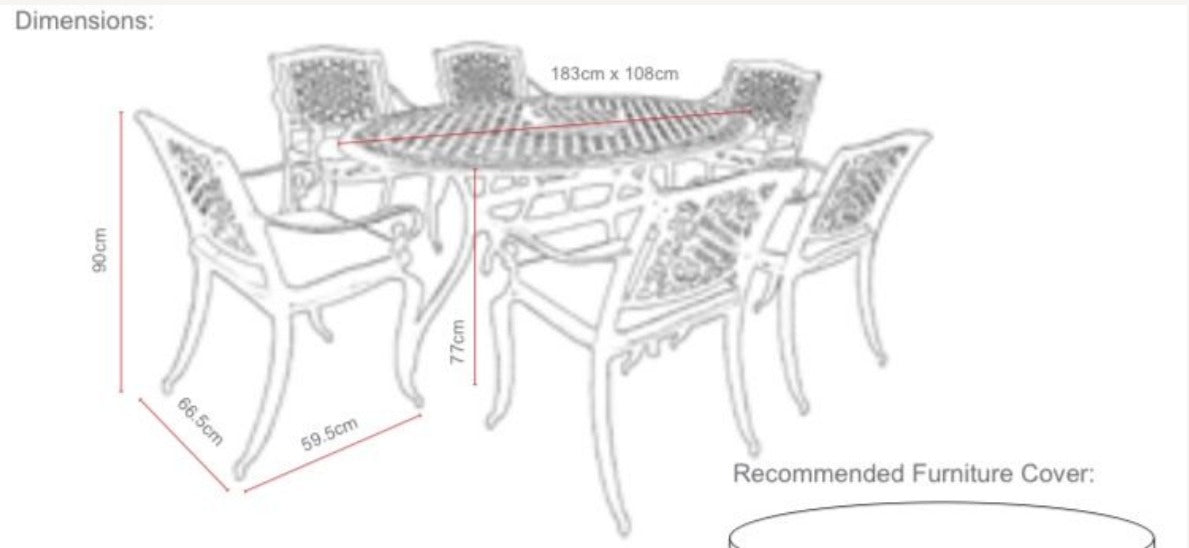 Jasmine 6 Seater Oval Table Set
