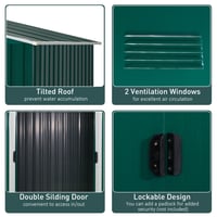 5.7 x 7.7ft Corrugated Steel Sliding Door Garden Shed - Green