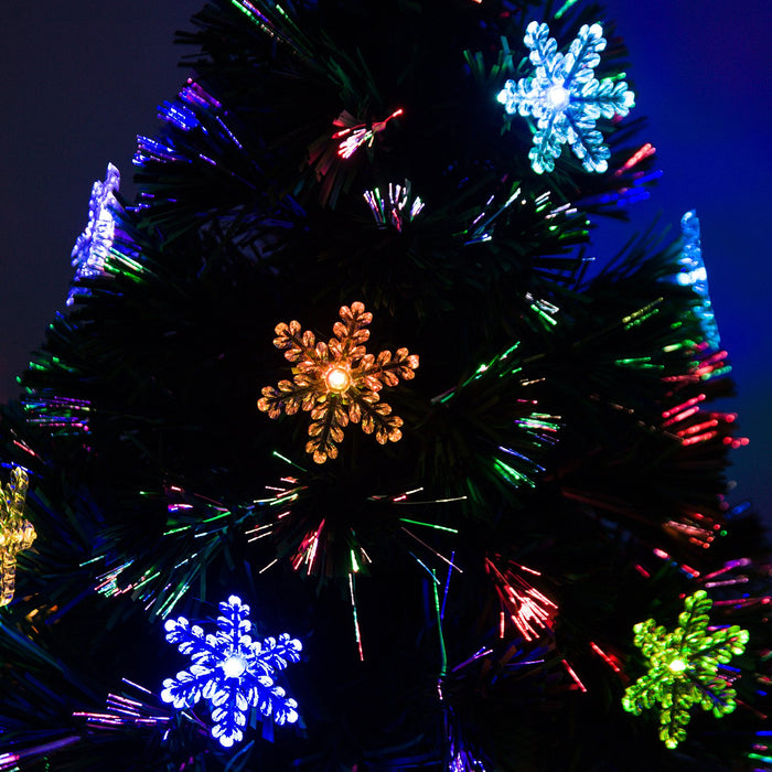 3ft 90cm Green Fibre Optic Artificial Christmas Tree W/ Snowflakes Lights
