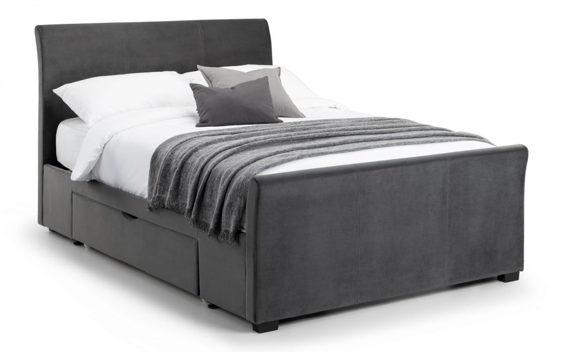 Julian Bowen Capri Fabric Bed With Drawers - Available In 3 Sizes & 2 Colours