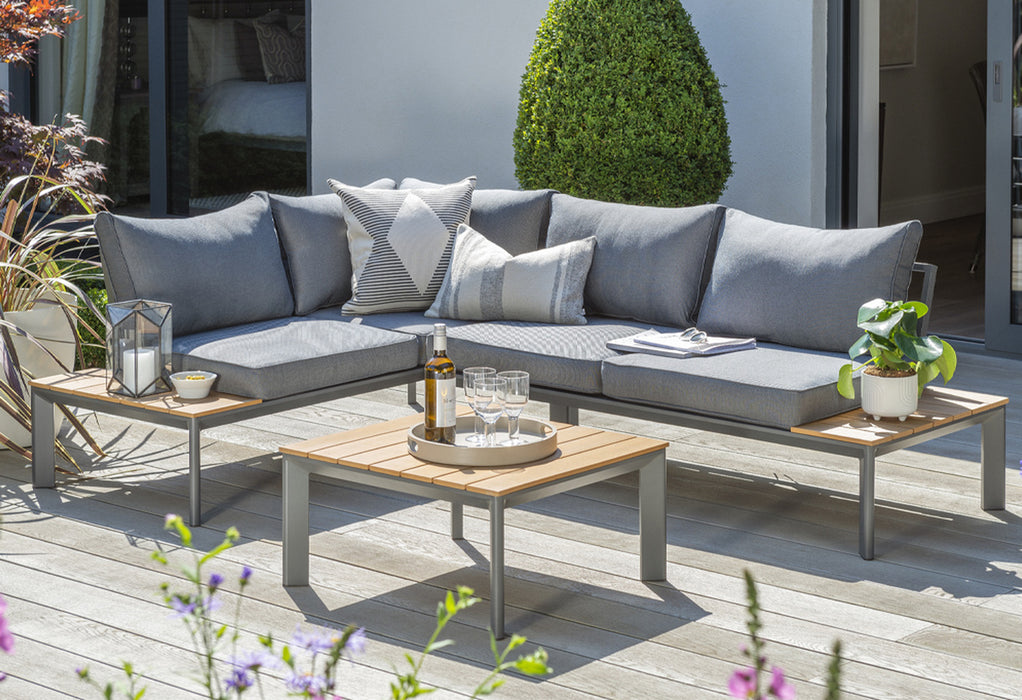 Carrow Outdoor Corner Lounge Set – Grey - LAST ONE AVAILABLE