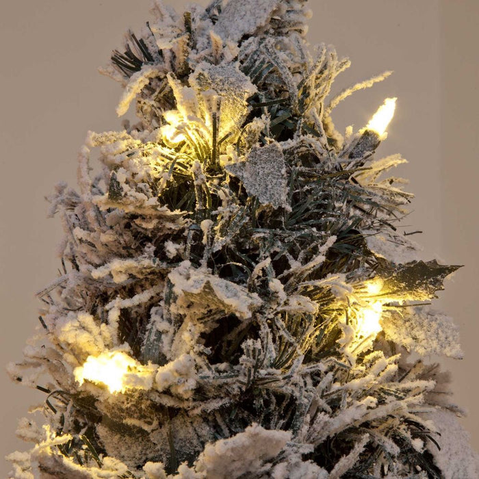 180cm Flock Holly Pop-Up Tree With 200 LED Warm White Lights