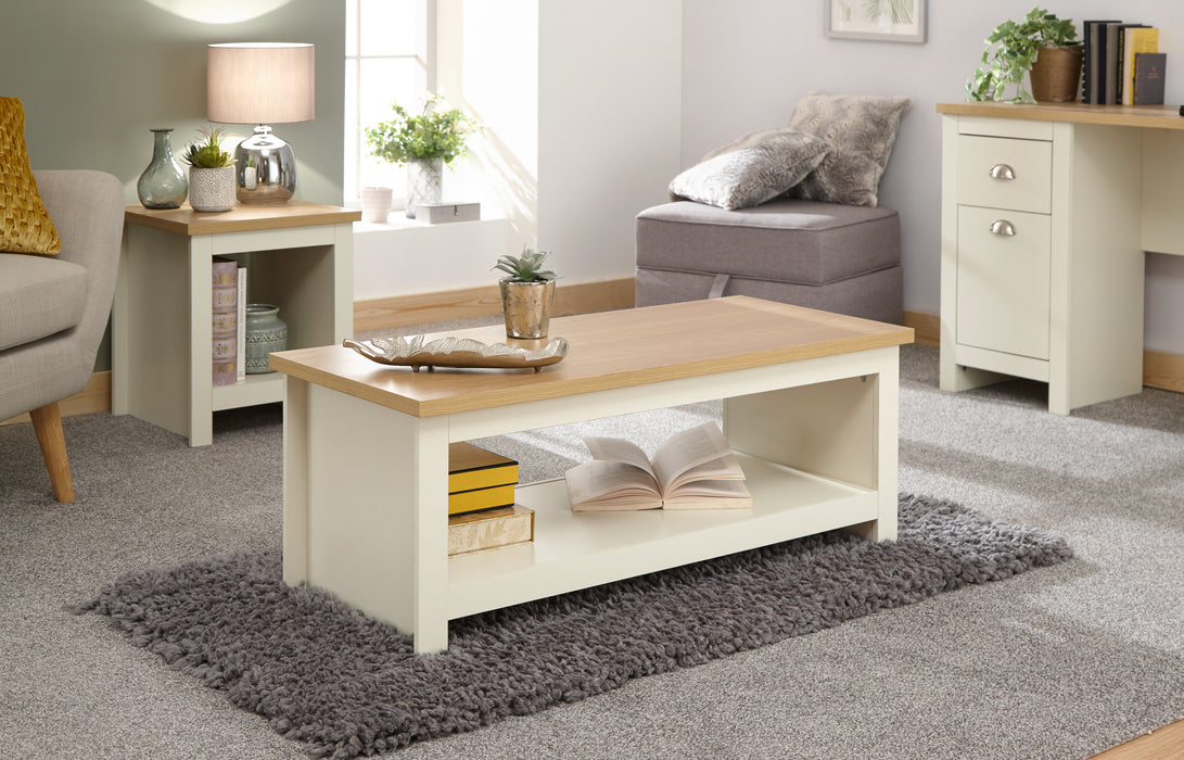 Lancaster Coffee Table With Shelf - Available In 2 Colours