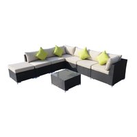 8 Pcs Rattan Sofa Set W/Cushions-Black