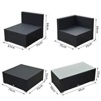 5 PCS Rattan Sofa Set-Black
