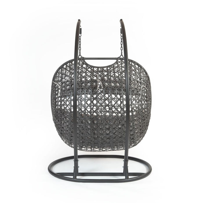 Brampton Double Cocoon Chair With Grey Cushion and Grey Rattan