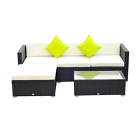 5 PCS Rattan Sofa Set-Black