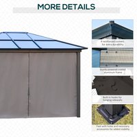 Outdoor Aluminium Hardtop Gazebo Patio Shelter w/ Mesh and Curtains 3.6x3m