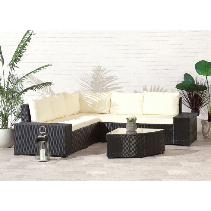 Black Rattan Corner Sofa with Coffee Table Outdoor Furniture Set