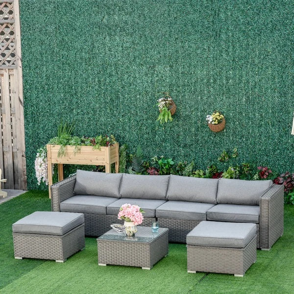 Hunningdale 5 PCs PE Rattan Corner Sofa Set Outdoor Conservatory Furniture w/ Cushion