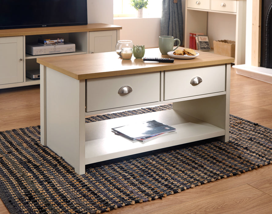 Lancaster 2 Drawer Coffee Table - Available In 2 Colours