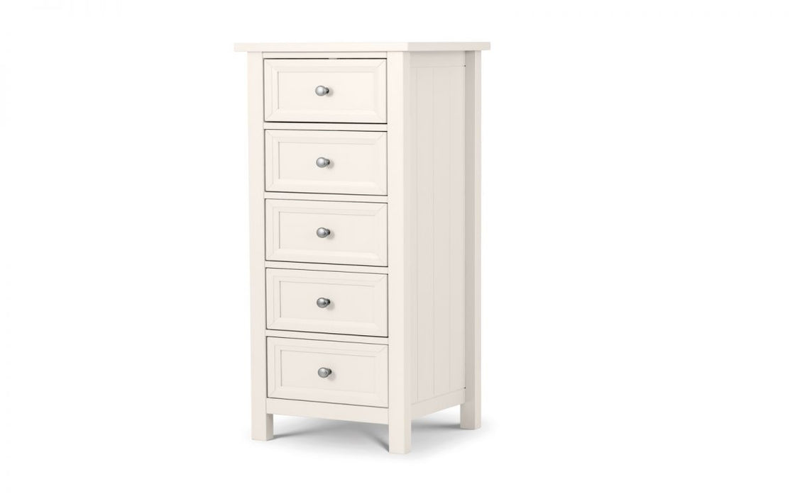 Julian Bowen Maine 5 Drawer Tall Chest - Available In 3 Colours