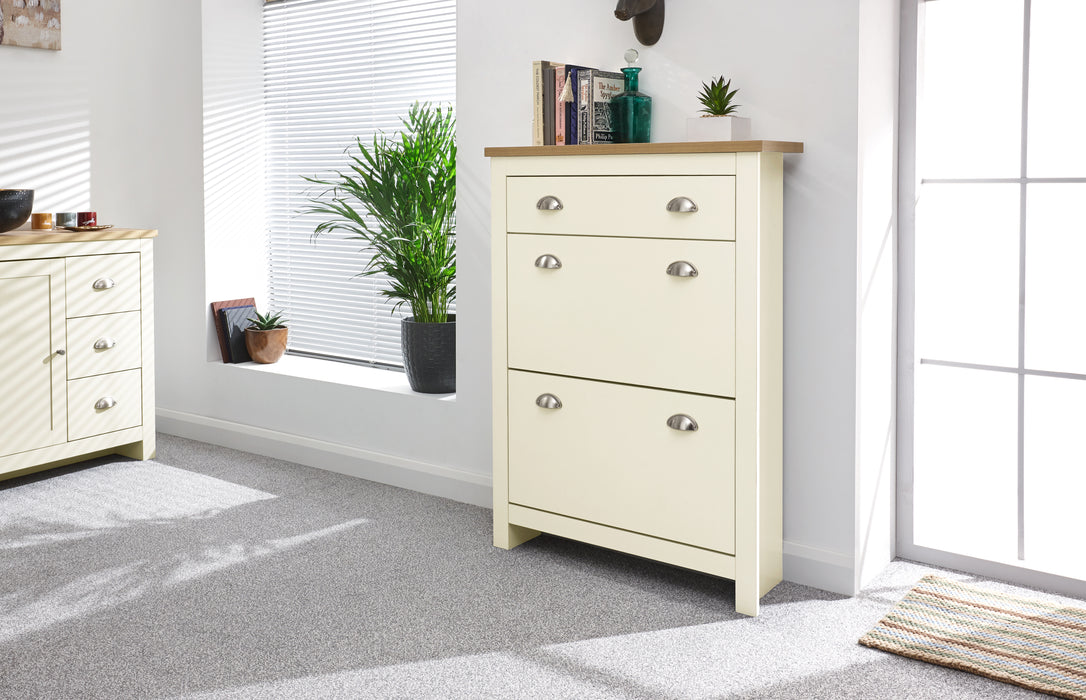 Lancaster 2 Door 1 Drawer Shoe Cabinet - Available In 3 Colours