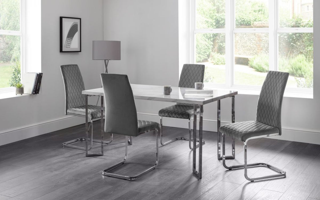Julian Bowen Calabria Velvet Cantilever Dining Chair - Available In 2 Colours