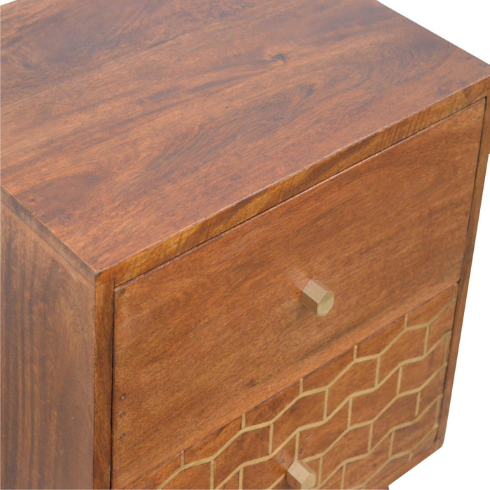 Gold Art Pattern Bedside with 2 Drawers