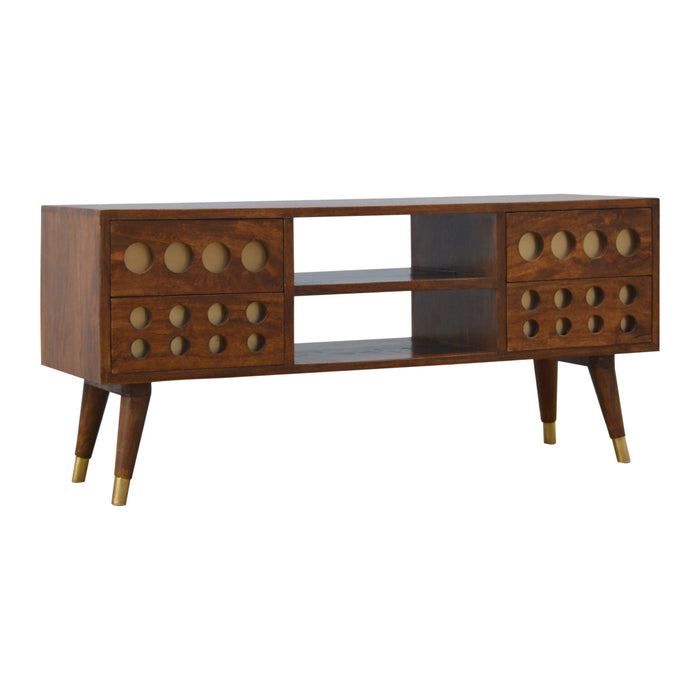 Brass Inlay Cut Out Entertainment Unit